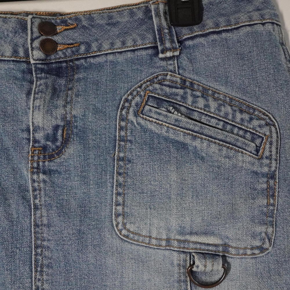 VTG Personal Identity Blue Denim Skirt Size 11/12 Medium Wash A-Line Y2K Utility - Picture 2 of 8